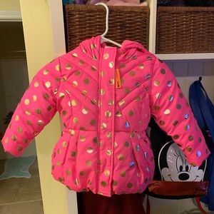 Kids pink and gold dot winter jacket